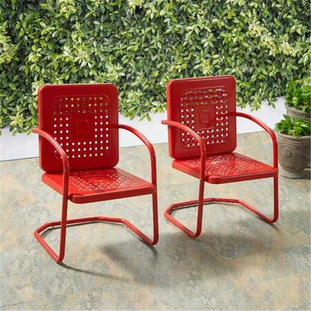 TEMPLETON 35 x 22 x 22 in. Bates Metal Chair - Red, 2PK TE3587474